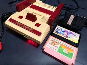 任天堂 ファミコン スイッチオンで光るAV仕様 前期 すぐ遊べるセット ファミリーコンピュータ アダプター ソフト2本付き 縦縞対策済