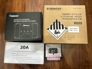  new goods RENOGYrenoji- sub battery 4 point set (① Lynn acid iron lithium 100AH② mileage charger 50A ③BT-2 module ④ battery exclusive use charger 120A )