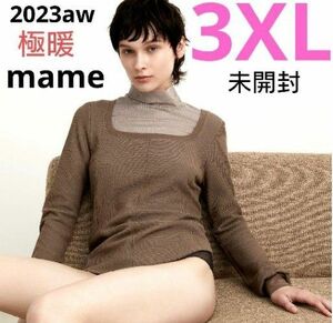 ユニクロ マメクロゴウチ ヒートテックウールブレンドワッフルスクエアネックT 3XL 濃茶 mame kurogouchi 