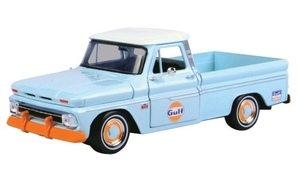 1/24 シボレー シヴォレー フリートサイド ガルフ Motormax Chevrolet C10 Fleetside light blue white Gulf 1966 1:24 梱包サイズ80