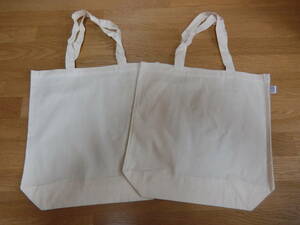  tote bag cotton less . white plain 2 point set unused 