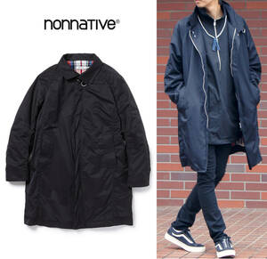 美品 nonnative LAWYER COAT C/P TWILL ステンカラーコート ネイビー サイズ1 春夏