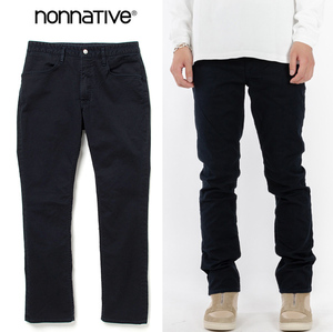 美品 21S/S nonnative DWELLER 5P JEANS DROPPED FIT C/P GERMAN CLOTH STRETCH VW ネイビー サイズ1 ジーンズ コットンパンツ 39th 春夏 