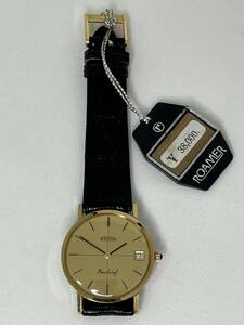 【M214】未使用品 保管品 ROAMER EXCLUSIF SWISS MADE 2針 17石 デイト付き 手巻き メンズ腕時計 タグ付き 稼働品
