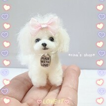 *rina's shop*5cm愛犬おリボンマルチーズちゃん*ハンドメイド*羊毛フェルト*ブライス*ペットロス*インテリア*メモリアル*ミニチュア愛犬_画像1