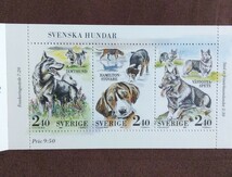 スウェーデン　1989.10.7 スウェーデンの犬　ミニ切手帳　3完連刷×2ページ 未使用　動物　イヌ　_画像5