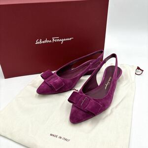 ＊ 良品 付属品完備 '高級婦人靴' Salvatore Ferragamo サルヴァトーレフェラガモ 本革 ヴァラリボン ミュール / ヒール サンダル 5D 22cm