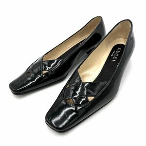 C ＊ 良品 イタリア製 '高級感溢れる' GUCCI グッチ 本革 ヒール / パンプス 35C 22cm レディース 婦人靴 シューズ BLACK 黒