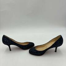 O ＊ 良品 イタリア製 '高級婦人靴' クリスチャンルブタン Christian Louboutin グリッターラメ ヒール / パンプス EU35.5 22~22.5cm_画像4