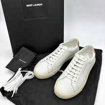 ＊ 未使用 付属品完備 イタリア製 '高級婦人靴' SAINT LAURENT サンローラン 本革 グリッターラメ LOW CUT スニーカー EU36 22.5cm WHITE_画像1