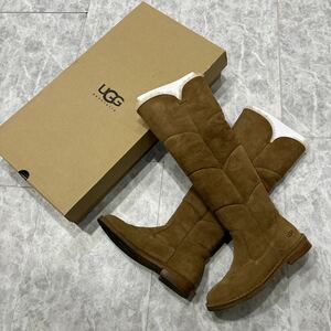 ＊ 良品 箱付き '人気モデル' UGG アグ SAMANTHA サマンサ 裏ボア 本革 ロング ムートン ブーツ 24cm レディース シューズ 1008706 