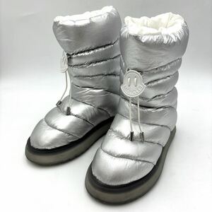 1円~ ＊ イタリア製 '高級婦人靴' MONCLER モンクレール GAIA スノーブーツ / ダウンブーツ EU39 24.5cm レディース シューズ SILVER 