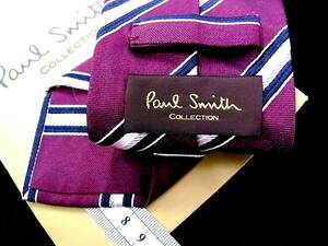 ♪:.*:1937【美品】ポールスミス コレクション【Paul Smith】高級ジョイコックス製【ストライプ 柄】 ネクタイ