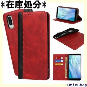 Ｈａｖａｙａ AQUOS Sense3 Plus ケー ank 901SH カード収納 レザー-レッド+ブラック 103