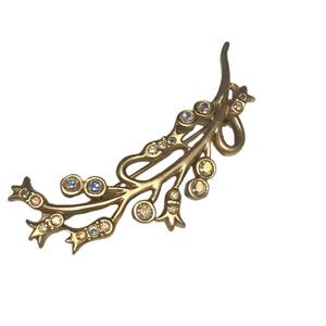 GIVENCHYji van si. brooch Vintage brand accessory Vintage antique Gold color ornament rhinestone 