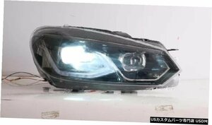 右ハンドル、日本光軸仕様 ゴルフ6用LEDヘッドライト2008-2013Mk6 GTI用ゴルフ8デザインに変更し、青のダッシュをアクティブにします FOR