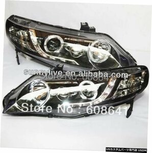 右ハンドル、日本光軸仕様 プロジェクターレンズ付きシビックLEDヘッドランプエンジェルアイズ2006- 2011年 For Civic LED Head Lamp Ange