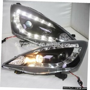 右ハンドル、日本光軸仕様 ホンダフィットジャズLEDエンジェルアイズヘッドランプ2009? 2010年JY For HONDA Fit Jazz LED Angel Eyes He