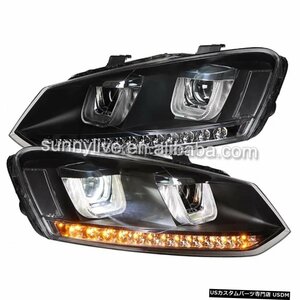 右ハンドル、日本光軸仕様 VWクロスポロLEDエンジェルアイズヘッドランプ2011- 2015年 For VW Cross Polo LED Angel Eyes Head Lamp 2011-