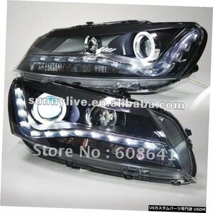 右ハンドル、日本光軸仕様 VWパサートB7LEDヘッドランプエンジェルアイズ2011V2タイプ For VW Passat B7 LED Head Lamp Angel Eyes 2011 V