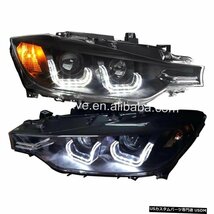 右ハンドル、日本光軸仕様 BMW F30 F35 318 320 325 328 330 335LEDエンジェルアイズヘッドライトHIDキットなしのオリジナル車用LF For B_画像2