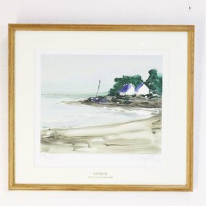 Georges Laporte ジョルジュ・ラポルト 直筆サイン入り リトグラフ 額装 28/175 海岸風景 絵画 フランス人気画家★770v16