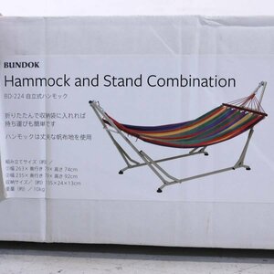 未使用品！BUNDOK 自立式ハンモック BD-224 帆布製 折りたたみ式 室内用 リビング アウトドア キャンプ 耐荷重80kg★775h15