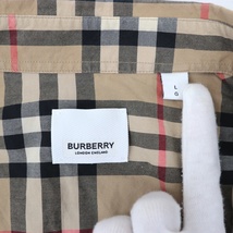 美品 バーバリー ノバチェック 長袖シャツ メンズ ベージュ L ロゴプリント コットン BURBERRY_画像8