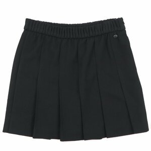  beautiful goods Chanel P46 pleat flair skirt lady's black 40 wool side Zip here Mark CHANEL