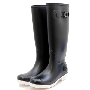 Moncler Belt Design Rain Shoes Ladies Black White 38 Rain Boot Logo Moncler