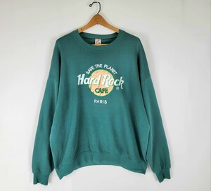 レア ～90s USA製 JERZEES HARDROCKCAFE PARIS 刺繍 スウェット 2XL ジャージーズ ハードロックカフェ ラッセル アメリカ製 ビンテージ