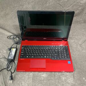 ノートパソコン ノートPC FUJITSU 富士通 LIFE BOOK AH42/X FMVA42XR 通電のみ確認　レッド　アダプター付き