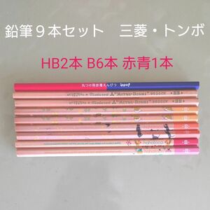 えんぴつ９本セット　三菱　トンボ　丸付け　赤青鉛筆 三菱鉛筆 鉛筆　 HB B