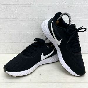 1319◎ NIKE REVOLUTION ナイキ 靴 シューズ スニーカー ランニング メッシュ レースアップ ブラック レディース23.5