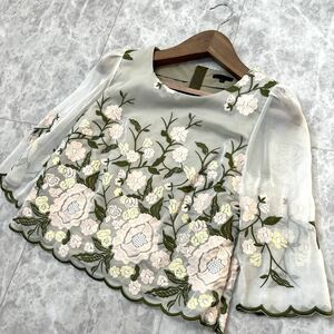 Z ＊ 美品 日本製 '洗練されたデザイン' TO BE CHIC トゥービーシック 袖シースルー 花柄 シャツ / ブラウス size42 レディース トップス