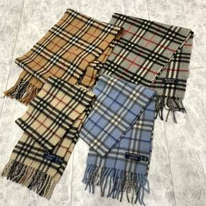 1円~ ☆良品/ 豪華!!まとめ売り '4点セット' BURBERRY LONDON バーバリー 英国製 カシミヤ100% ノバチェック柄 ニット マフラー ストール 