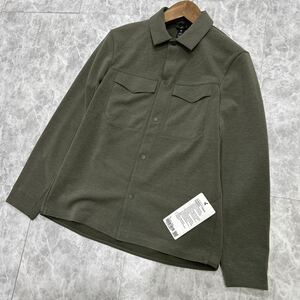 N @ 未使用 '着心地抜群' lululemon ルルレモン 長袖 ストレッチ素材 スナップボタン シャツ sizeS/P メンズ 紳士服 トップス GREEN 