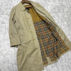 1円~＊ 高級紳士服 80's~90's ビンテージ' Burberrys オールド バーバリー 裏地 ノバチェック ライナー付 比翼 ステンカラーコート 94-175