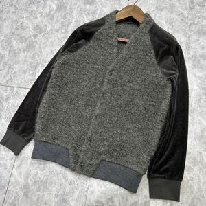 G @ 日本製 '洗礼されたデザイン' SCYE サイ WOOL ベロア 切り替え ノーカラー ジャケット 羽織り size36 メンズ 紳士服 アウター 古着