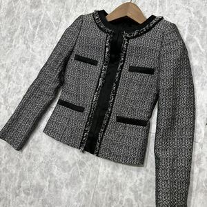 AA ＊ 良品 日本製 '高級感溢れる' UNTITLED アンタイトル 高品質 ノーカラー ジャケット size1 レディース 婦人服 アウター 