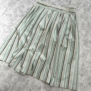 KK @ 日本製 '洗礼されたデザイン' L'EQUIPE YOSHIE INABA レキップ ヨシエイナバ 高品質 ストライプ柄 フレアースカート 15 婦人服 古着