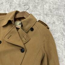 1円~ ＊ '高級感溢れる' BURBERRY LONDON バーバリー 高品質 カシミヤ混 メルトンウール トレンチコート size42 レディース アウター_画像3