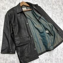 KK ＊ 極上LEATHER使用 '漢の逸品' VARIO MAX バリオマックス 裏地 チェック柄 本革 羊革 ラムレザー コート sizeM メンズ アウター_画像1