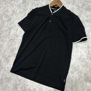 L @ 良品 / 日本製 '高級感溢れる' BOSS HUGO BOSS ヒューゴボス 半袖 COTTON ヘンリーネック シャツ sizeM メンズ 紳士服 トップス 古着 