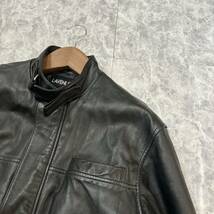 N ＊ 古着 極上LEATHER使用 '漢の逸品' LAVENLITO 本革 レザー ジャケット / ハーフ コートsizeL メンズ 紳士服 アウター BLACK 黒_画像3