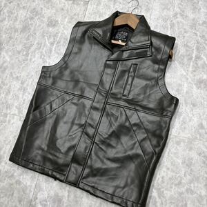 B ＊ 良品 古着 '人気モデル' ROBINSON ロビンソン FAKE LEATHER レザー ベスト sizeL メンズ 紳士服 アウター 2-20-31 