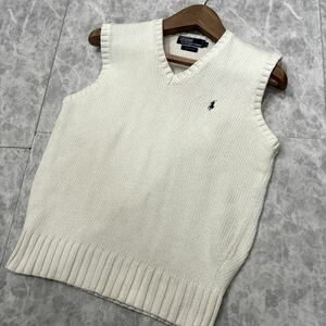 CC＊ 古着 '人気 ポニー刺繍' POLO by RALPH LAUREN ポロラルフローレン COTTON ニット ベスト sizeS メンズ 紳士服 トップス WHITE