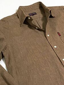 パーリーゲイツ PEARLY GATES カジュアル　シャツ XL　長袖シャツ コットン100% XLサイズ　ブラウン　茶系　美品