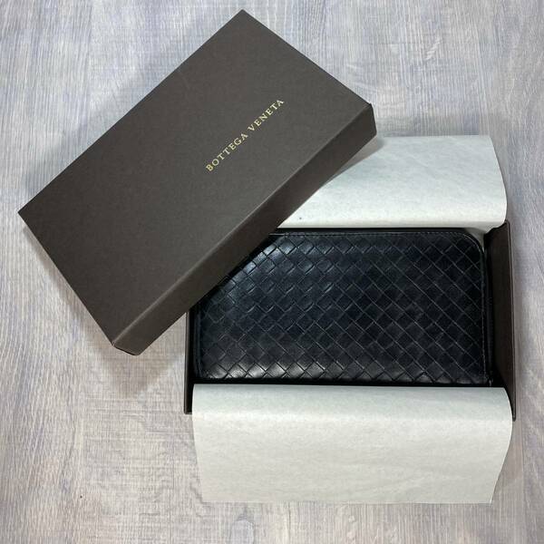 BOTTEGA VENETA Round Zip Long Wallet Intrecciato Black ラウンドファスナー 長財布 イントレチャート ブラック