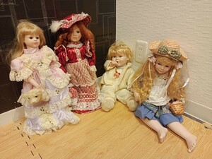 nn0202 052 ビスクドール 4体 まとめ売り セット 中古 現状品 レトロ ドール フランス人形 西洋人形 人形 インテリア 飾り物